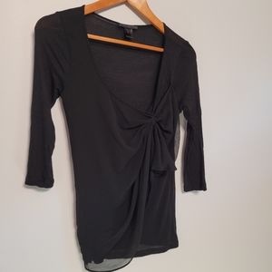 Mango Black 3/4 Sleeve Top with Big Bow